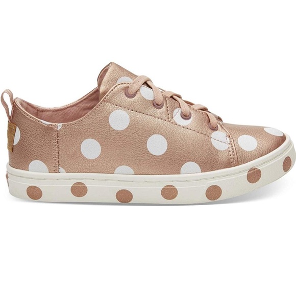 Toms Other - Toms Polka Dot Leather Lace Up Youth Sneakers 6